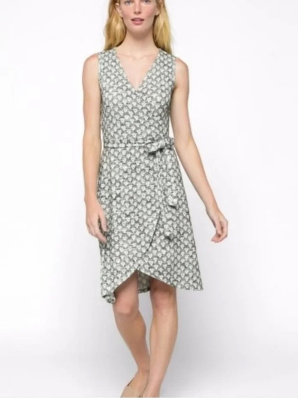 41 Hawthorn Gray Printed Sleeveless Wrap Midi Dress